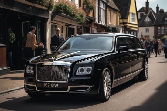 Black Rolls Royce Car On Traditional Village Street