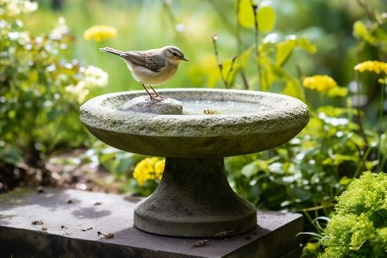 Bird Bath Ashes Container In Garden