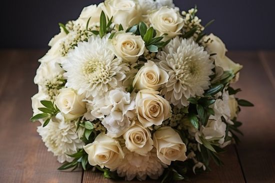 White Funeral Posy With Roses
