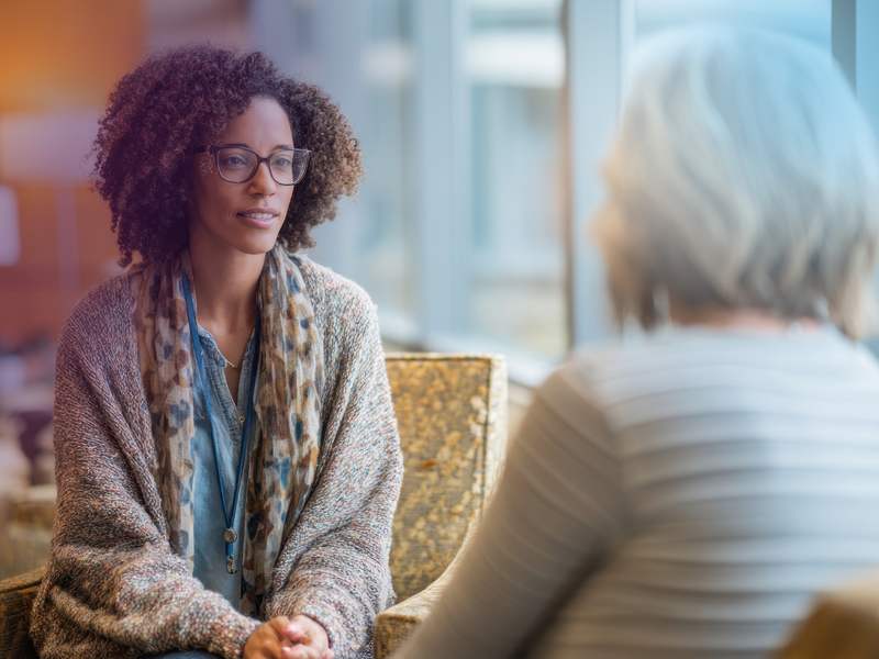 women talking about grief