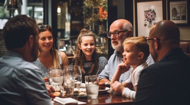 Family Dinner In Restaurant