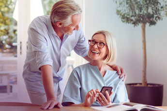 Smiling couple on phone 