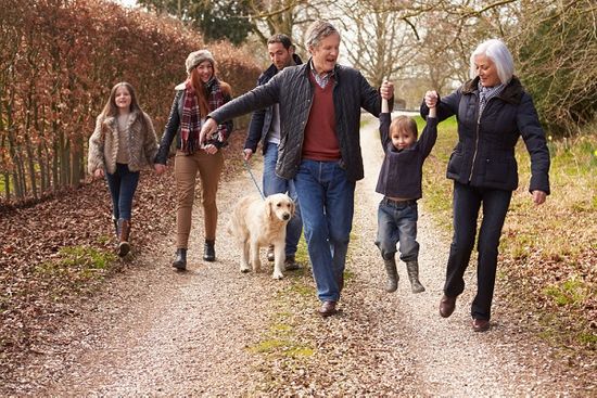 Grandparents spending time with family