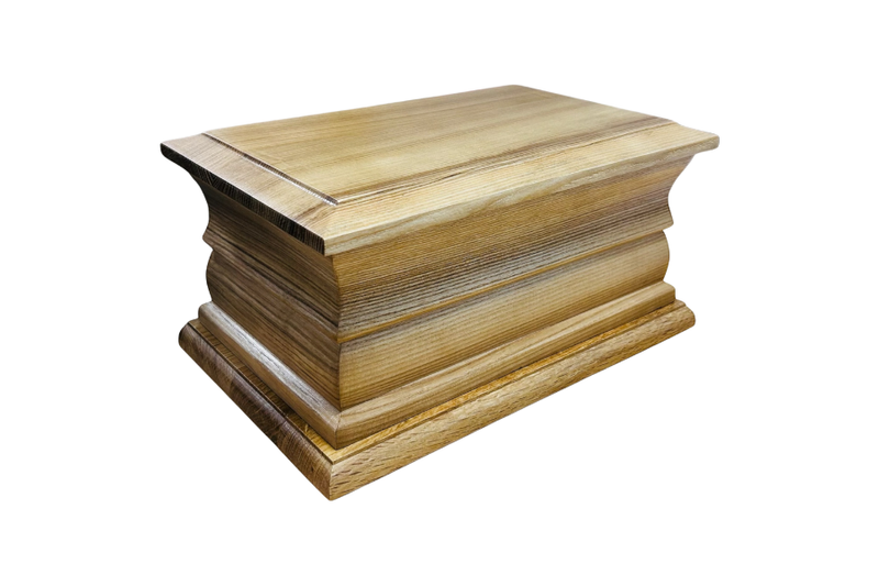 Oak effect ash wood casket for ashes container