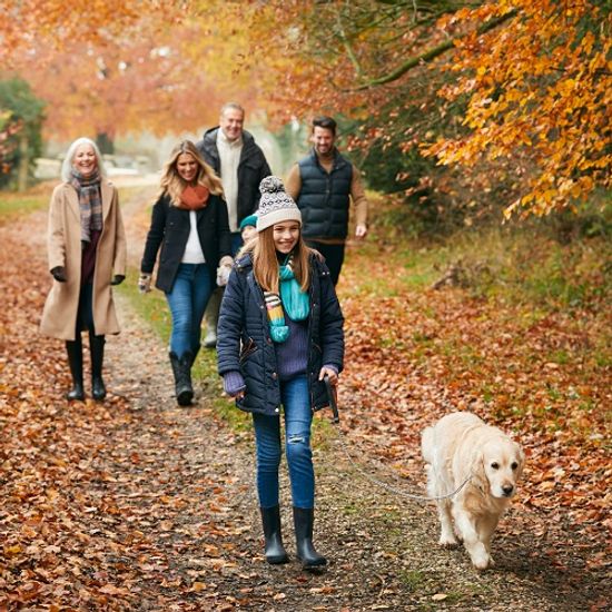 Family Walking In Autumn