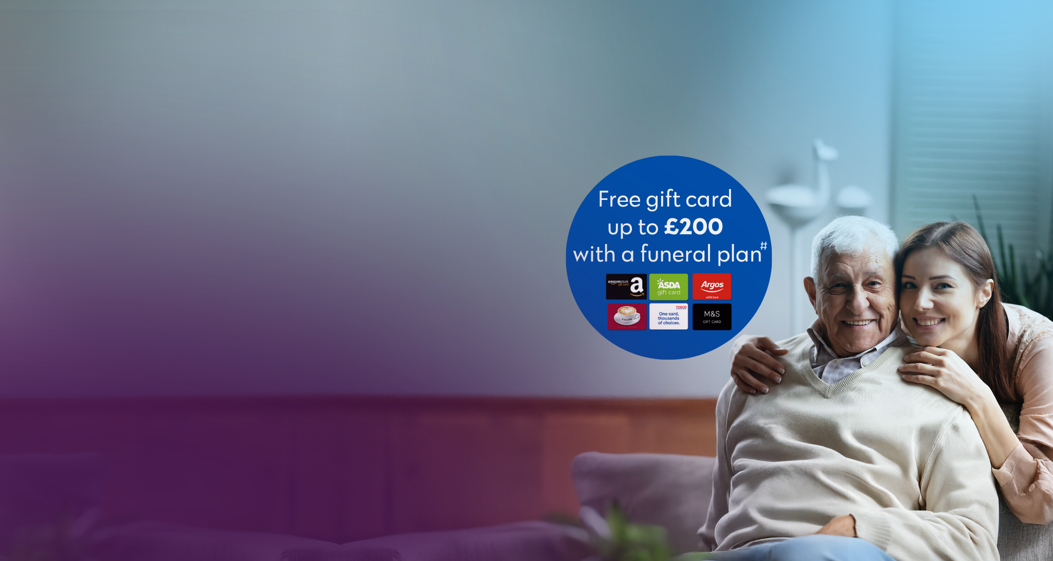 Man and daughter on sofa smiling at camera - promo version