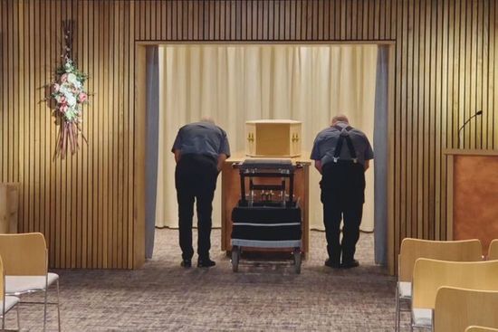Coffin In Chapel At Distinct Cremations Funeral