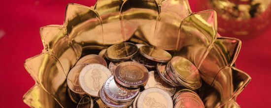 Coins In Gold Charity Funeral Collection Bowl