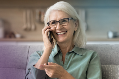 Smiling lady on phone