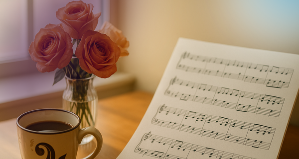 Sheet music on table 