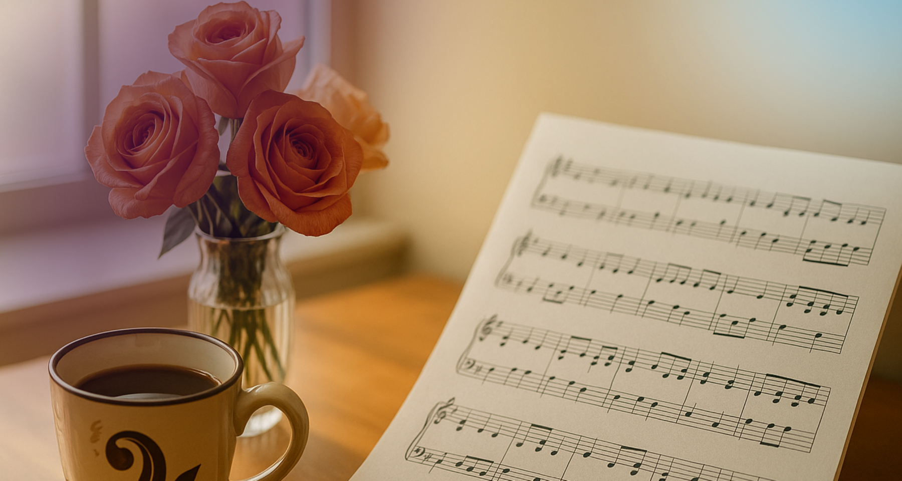 Sheet music on table 