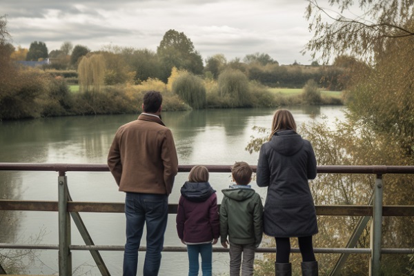 Family Scattering Ashes Over Water