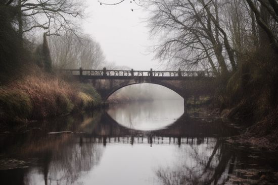 Misty Stone Bridge Over Water