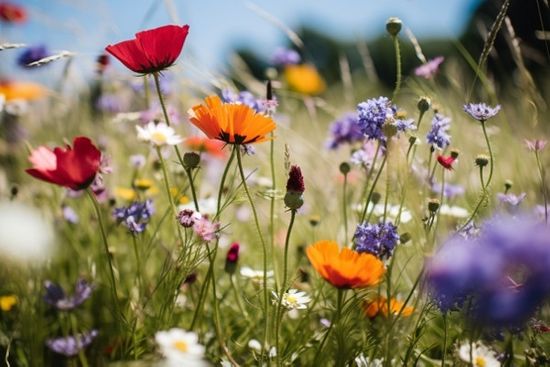 Colourful Poppies In Field