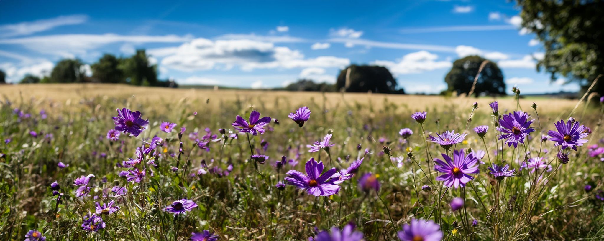 Purple Flowers In Field