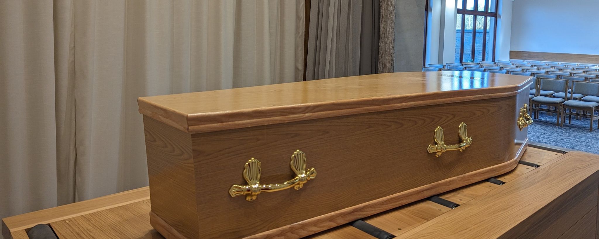 Simple Coffin In Chapel For Cheap Funeral