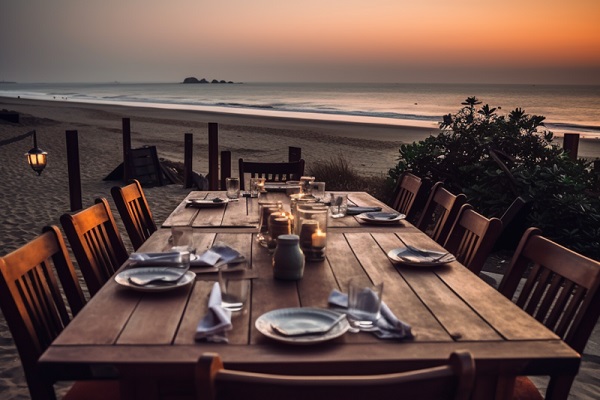 Table Set For Non-Religious Funeral At Beach