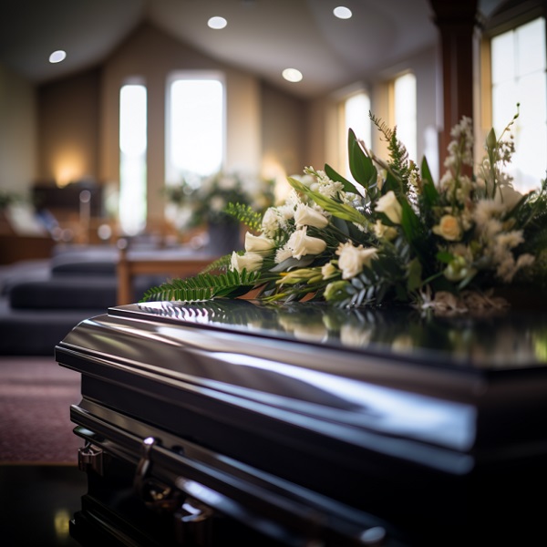 Black Coffin In Chapel