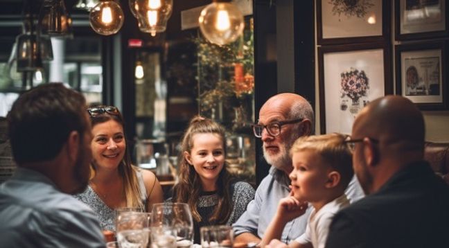 Family Dinner In Restaurant