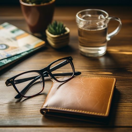 Wallet And Glasses On Table