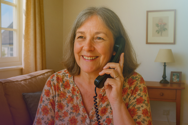 Woman happy on phone