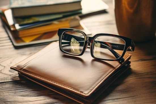 Glasses On Wallet On Table