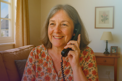 Woman happy on phone