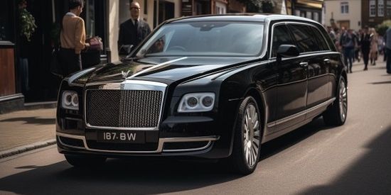 Black Rolls Royce Car On Traditional Village Street