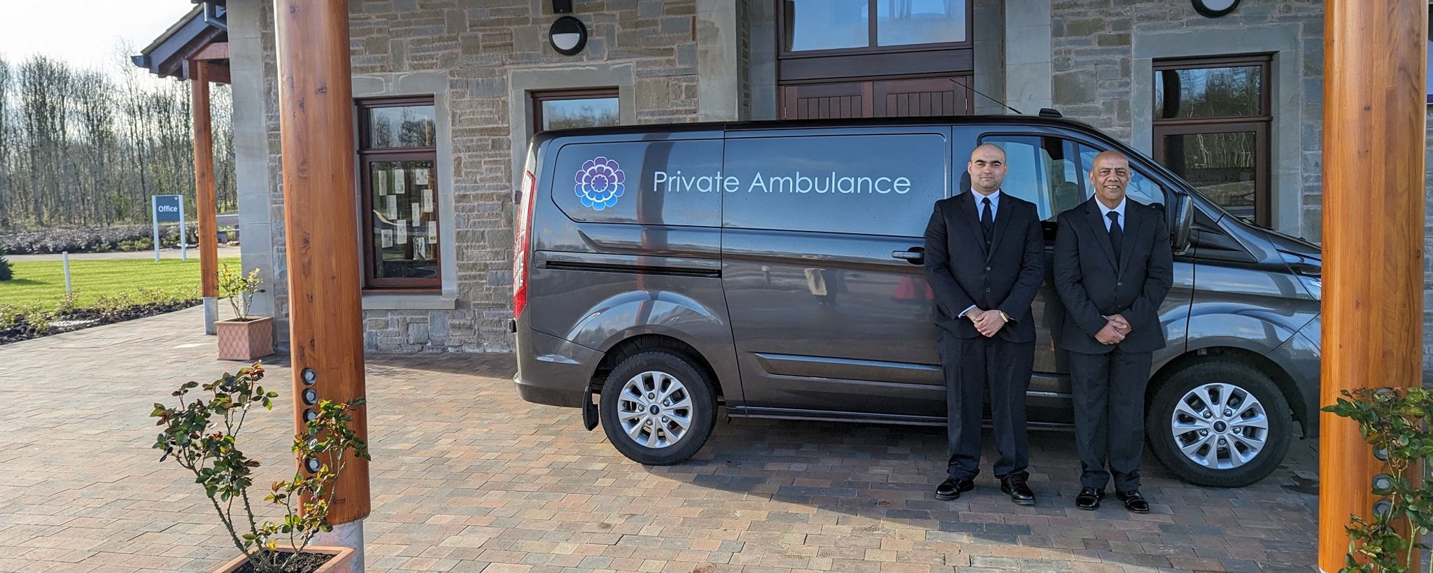 Operatives And Ambulance Outside Mercia Crematorium