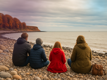 Family on beach
