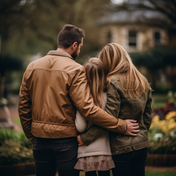 Family Of Three Embracing